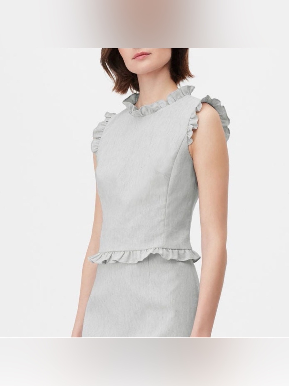 Tailored by Rebecca Taylor
Stretch Linen Blend Top in Light Gray